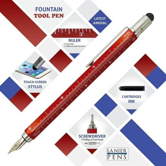 Monteverde USA One Touch Tool Pen, Fountain Pen, Red (MV35234)