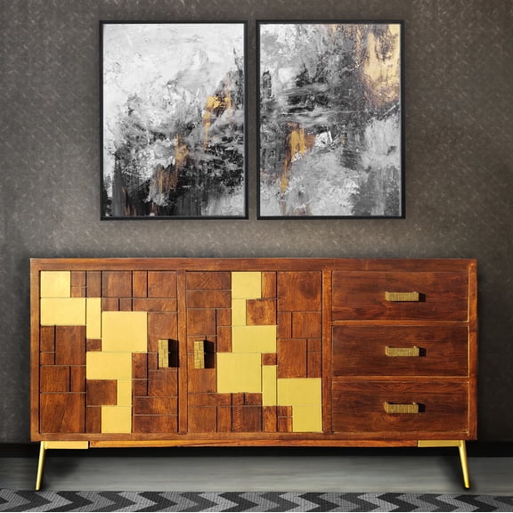 Montevideo Recycled Mango Wood Buffet with 2 Doors, 3 Drawers