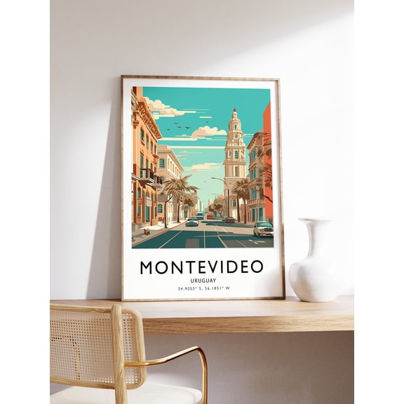 Montevideo Travel Print, Uruguay Colorful Latin Travel Poster