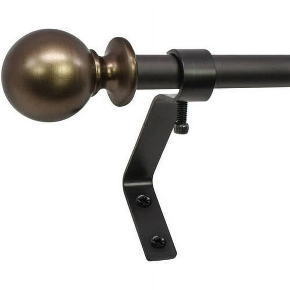 Montevilla 0.5" Brown Ball Adjustable Cafe Curtain Rod Set, 48"-86"
