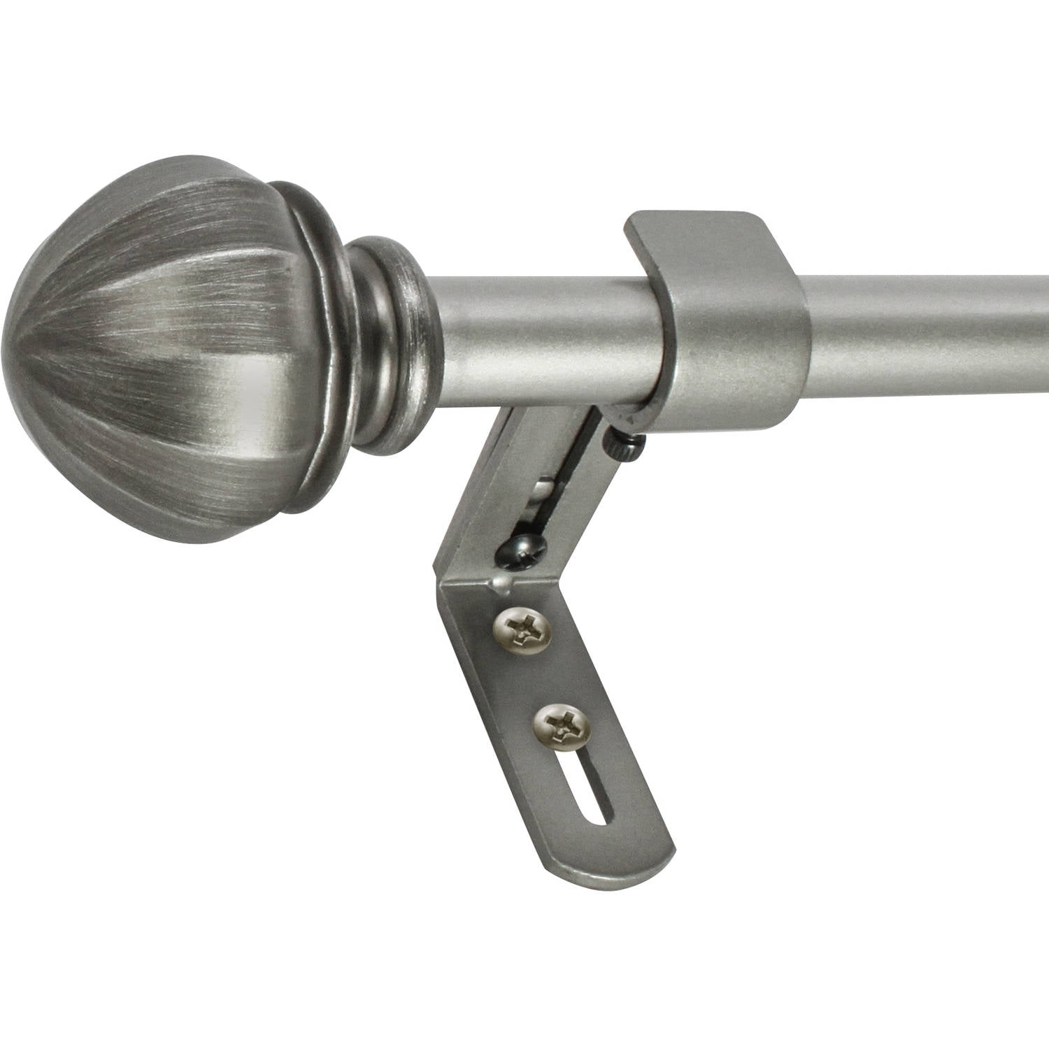 Montevilla 0.62" Silver Ball Adjustable Single Curtain Rod Set, 86"-120"