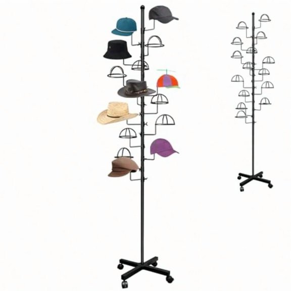 Montex Hat Rack Stand 15 Hooks Hat Display Stand Metal Hat Display for Stores 15 Customisable Circular Hooks