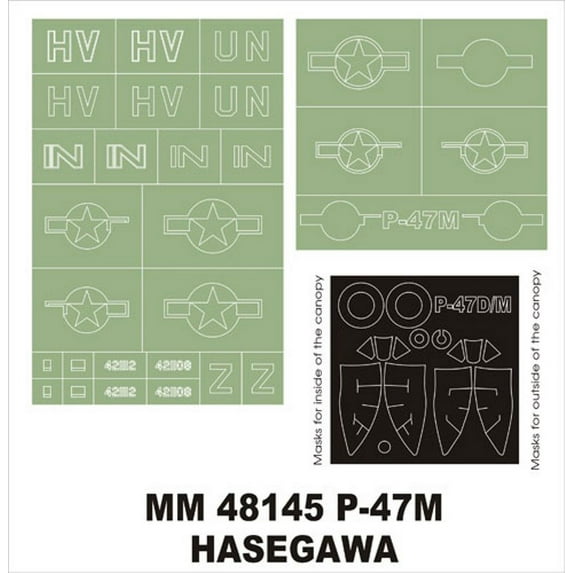 Montex Maxi Mask 1:48 P-47 M for Hasegwa 9549 Spraying Stencil #MM48145
