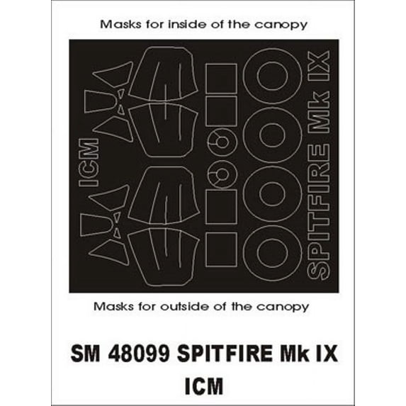 Montex Mini Mask 1:48 Spitfire Mk.IX for ICM Spraying Stencil #SM48099