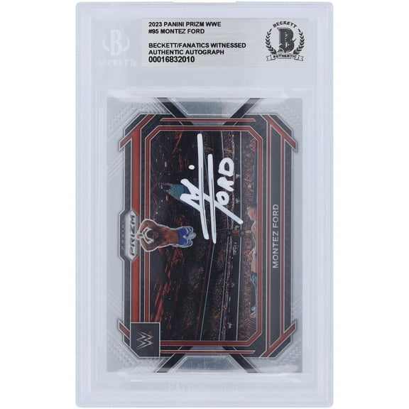 Montez Ford WWE Autographed 2023 Panini Prizm White Ink #95 Beckett Fanatics Witnessed Authenticated Card - Fanatics Authentic Certified
