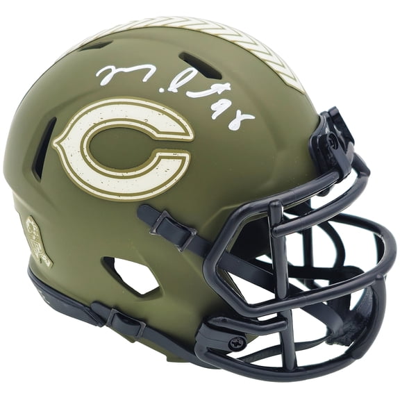 Montez Sweat Autographed Chicago Bears Army Green Salute to Service Speed Mini Helmet JSA 232848