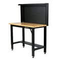 thumbnail image 1 of Montezuma 4' Adjustable Steel and Solid Wood Workbench Station with Pegboard and Shelf Storage, 1 of 6