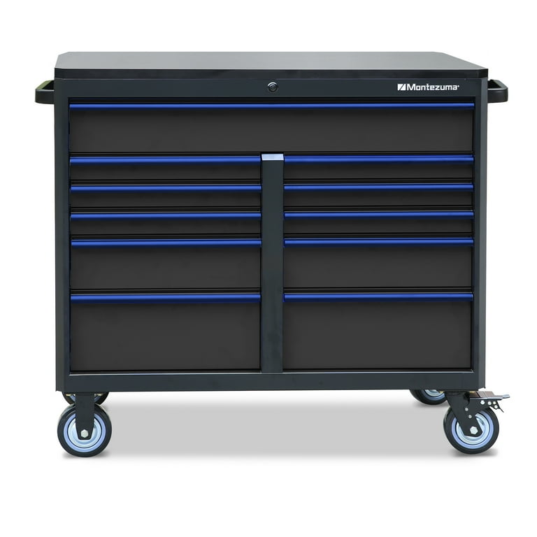 46 in. x 24 in. 11-Drawer Roller Cabinet Tool Chest with Power and USB Outlets in Black and Blue 46 in. x 24 in. 11-Drawer Roller Cabinet Tool Chest with Power and USB Outlets in Black and Blue