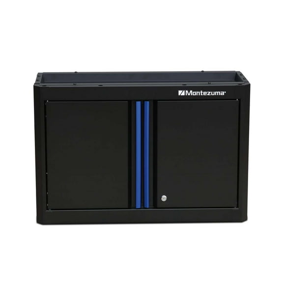 Montezuma Garage Tool Storage System 30.5 x 12" Locking 2 Door Wall Cabinet, Black Finish