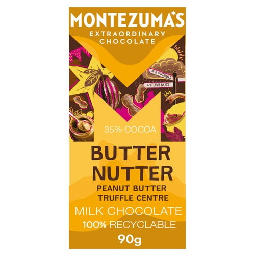 Montezuma's Butter Nutter Milk Peanut Butter Truffle Bar 90g, British Import (Pack of 3)