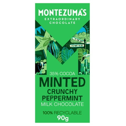 Montezuma's Minted Peppermint Milk Chocolate Bar 90g, British Import (Pack of 6)