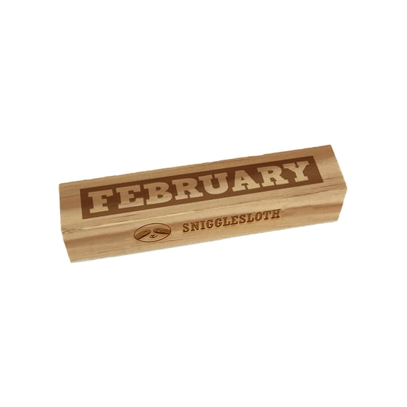 Month February Bold Rectangle Rubber Stamp Stamping Scrapbooking Crafting - Small 2.50in