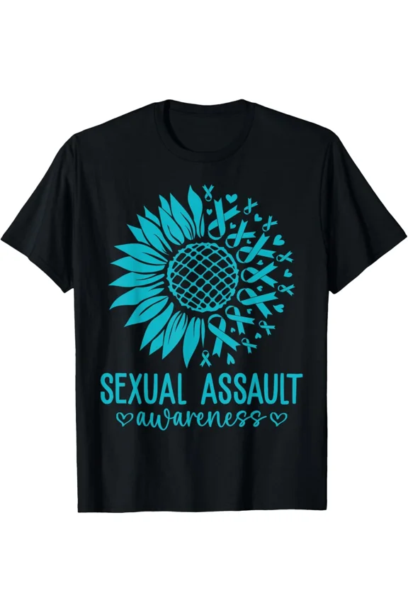 Month Flower Ribbon In April We Wear Teal Sexual Unisex T-Shirt, for men & women, up to size 5XL