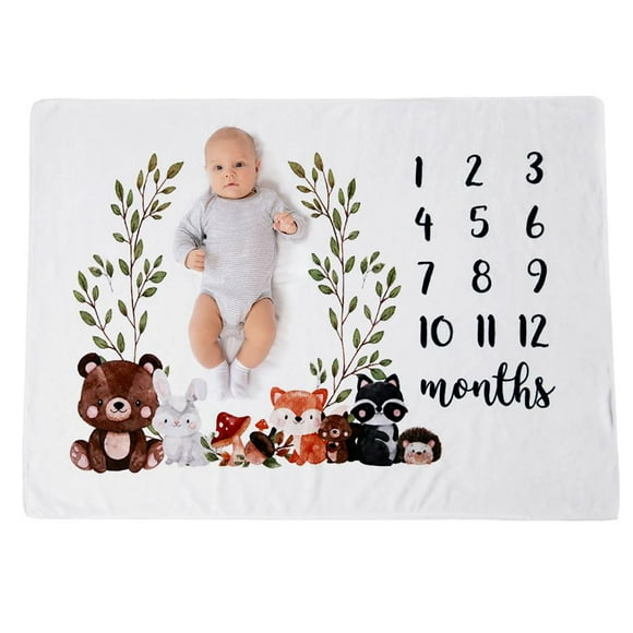Monthly Baby Milestone Blanket, 30"X40" Premium Fleece Baby Monthly Milestone Blanket with Felt Marker, Baby Boy Or Girl Month Age Growth Blanket