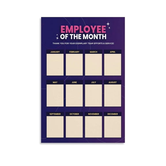 Monthly Best Employee Poster - Office Incentive Decoration Poster (5) Canvas for Bedroom Living Room Decor