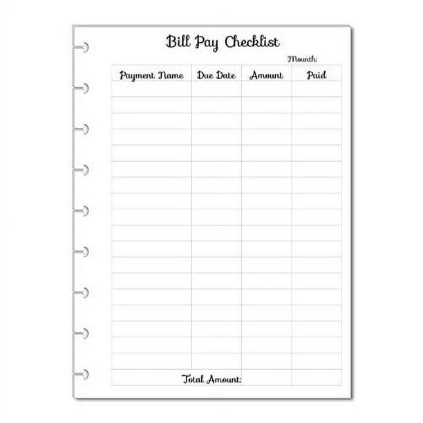 Monthly Bill Pay Checklist Inserts, Budget Planner for 9 Disc Happy