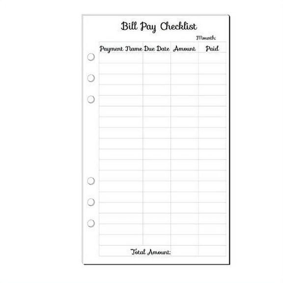 Monthly Bill Pay Checklist Inserts, Budget Planner for A5 Planners