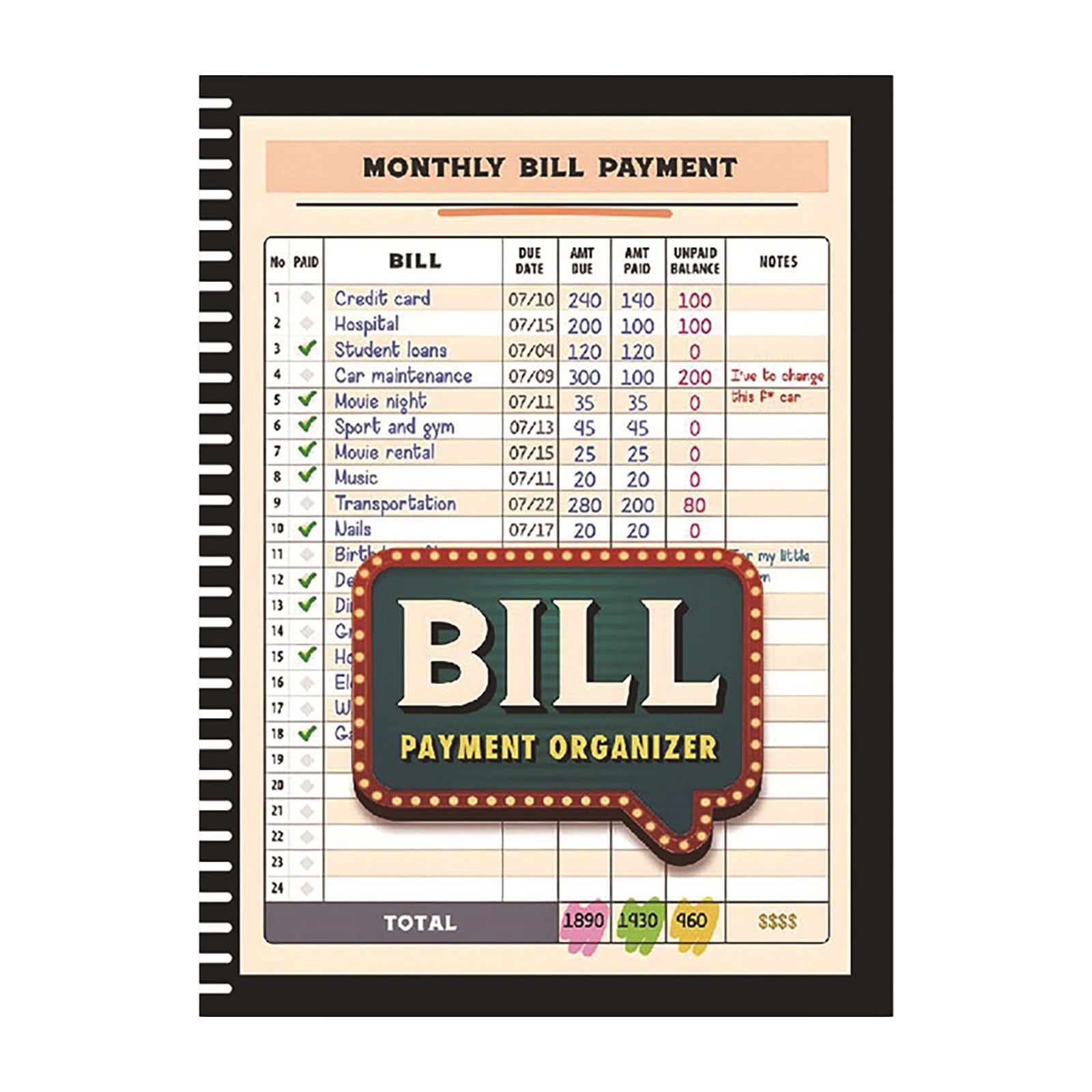 Monthly Bill Payment Checklist: Bill Tracker Notebook, 4-Year Bill Book ...