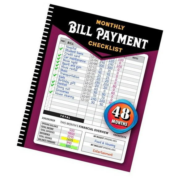 Monthly Bill Payment Checklist Book Money Managers Expense Tracking Notebook for Consistent Use in Financial Planning