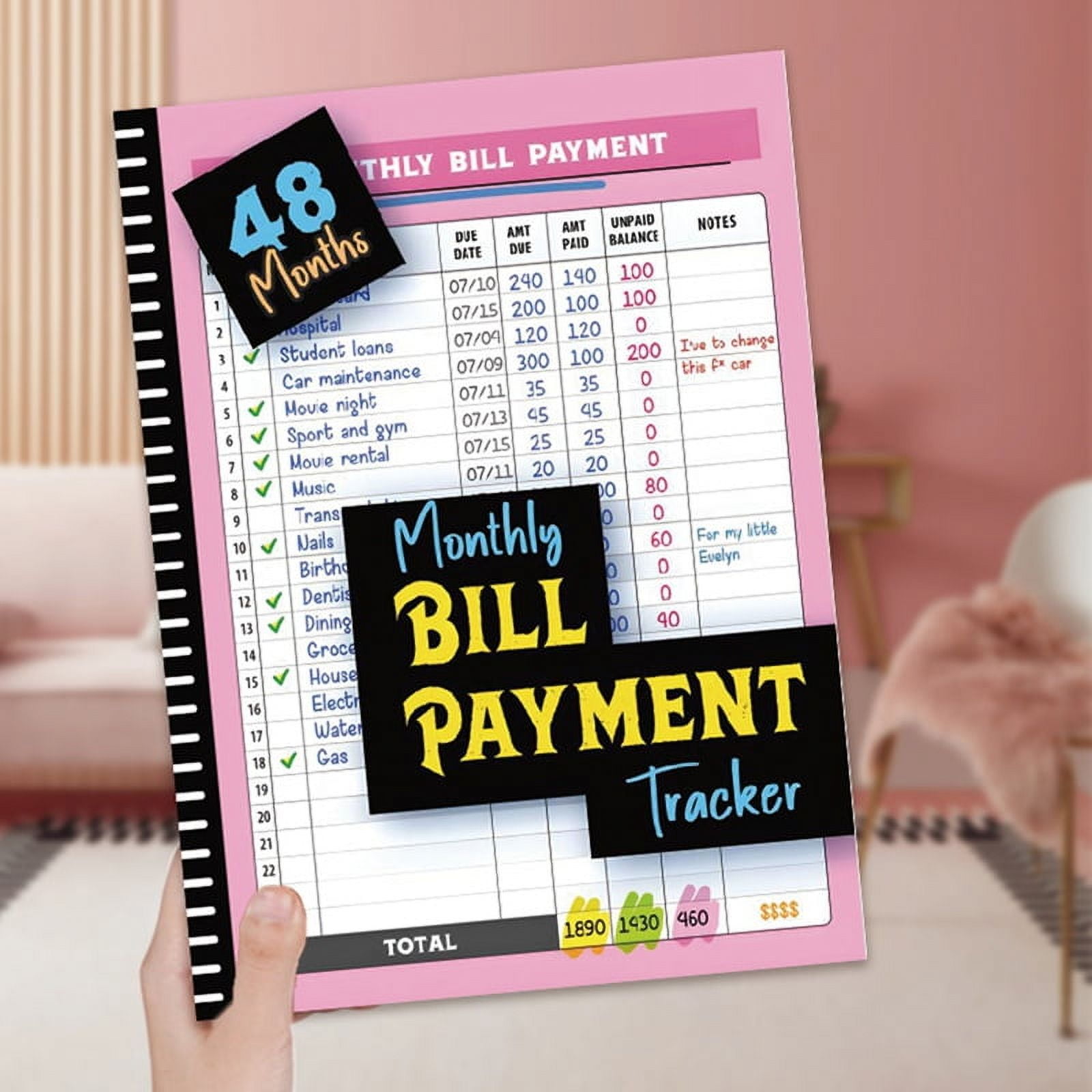 Monthly Bill Payment Tracker 48 Months Expense and Bill Tracker with Calendar \u0026 Debt Payoff Planner