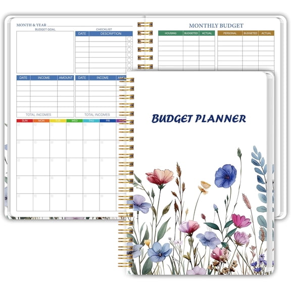 Monthly Budget Planner - 14 Months Hardcover Undated Financial Planner Organizer Budget Book with Expense and Debt Tracker Notebook to Manage Your Money Effectively, Bill Organizer