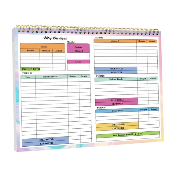 Monthly Budget Planner - Undated Finance Notebook for Home Expense Tracking - Save, Organize, and Plan Debt-Free Living for a Year