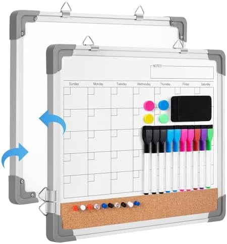 Monthly Calendar Whiteboard Dry Erase Cork Board Combination For Wall, 17"x13 - View #7