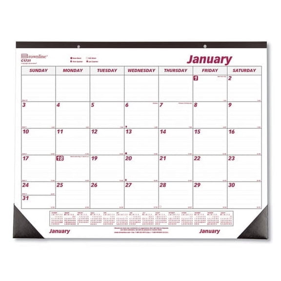 "Monthly Desk Pad Calendar, 22 x 17, White/Burgundy Sheets, Black Binding, Black Corners, 12-Month (Jan to Dec): 2023 | Bundle of 2 Each"