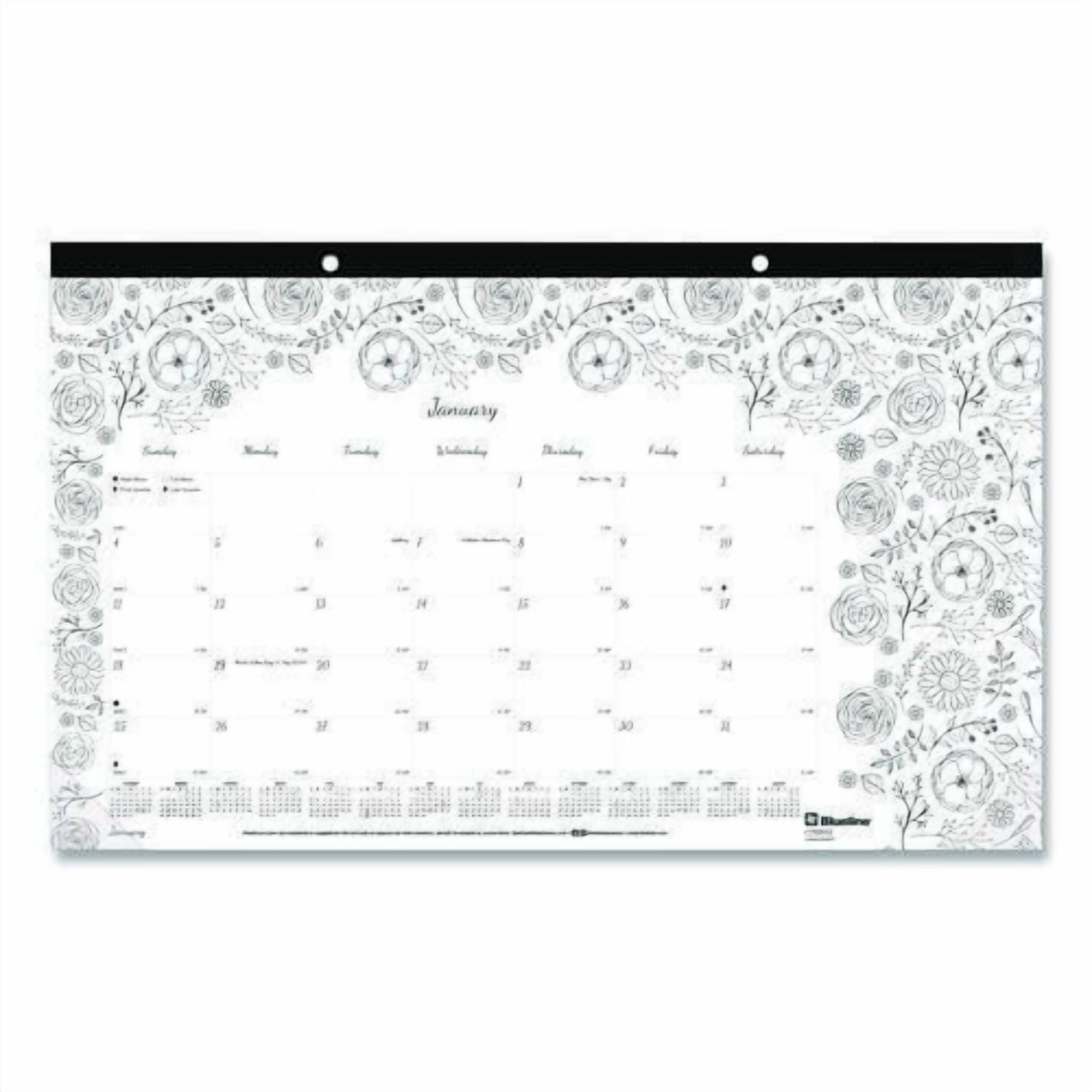 Monthly Desk Pad Calendar, Monthly Coloring Artwork, 17.75 x 10.88, Black Binding, Clear Corners, 12-Month (Jan to Dec): 2026 | Bundle of 10