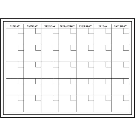 Monthly Dry Erase Calendar. 24x18 Large (Black) Wall Calendar - Monthly Planner - Pack of 5