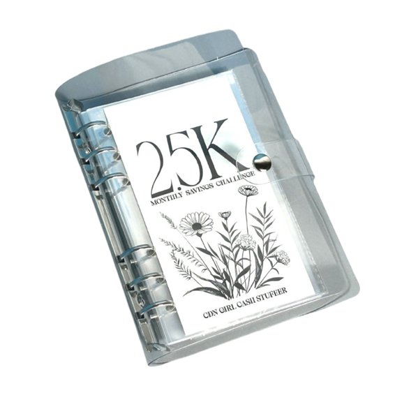Monthly Envelope Money Saving Challenge Binder Book with Clear Cover Loose Leaf Fun Way to Save 2.5/5/10K Dollars