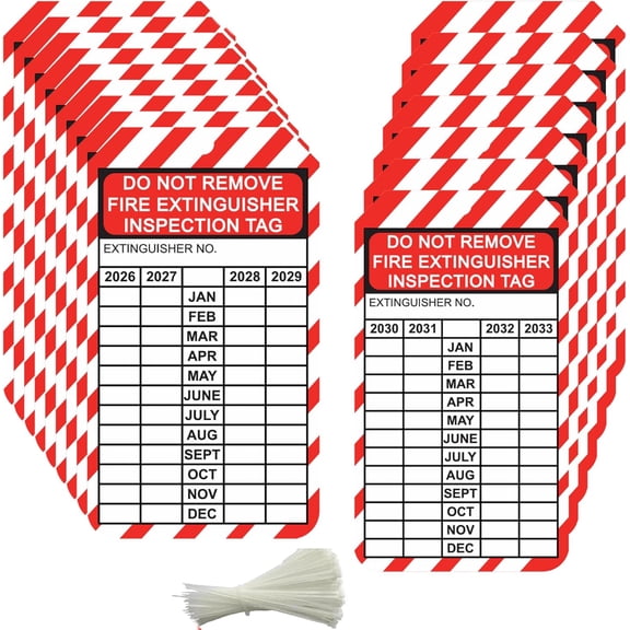 Monthly Fire Extinguisher Inspection Tag Extinguisher Recharge Record Label 3.25x5.75inch 25Pcs