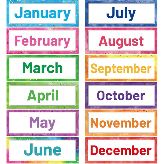 Monthly Headliners 12 Months Headers Cutouts Posters | Classroom Bulletin Board Decorations, Month of The Year Header Cards, Back to School