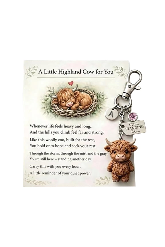 Monthly Highland Cow Keychain - Cute Cow Key Ornament Highland Cow Pocket Pendant Small Reminder Ornament for Backpack Purse Car Key Daily Accessory