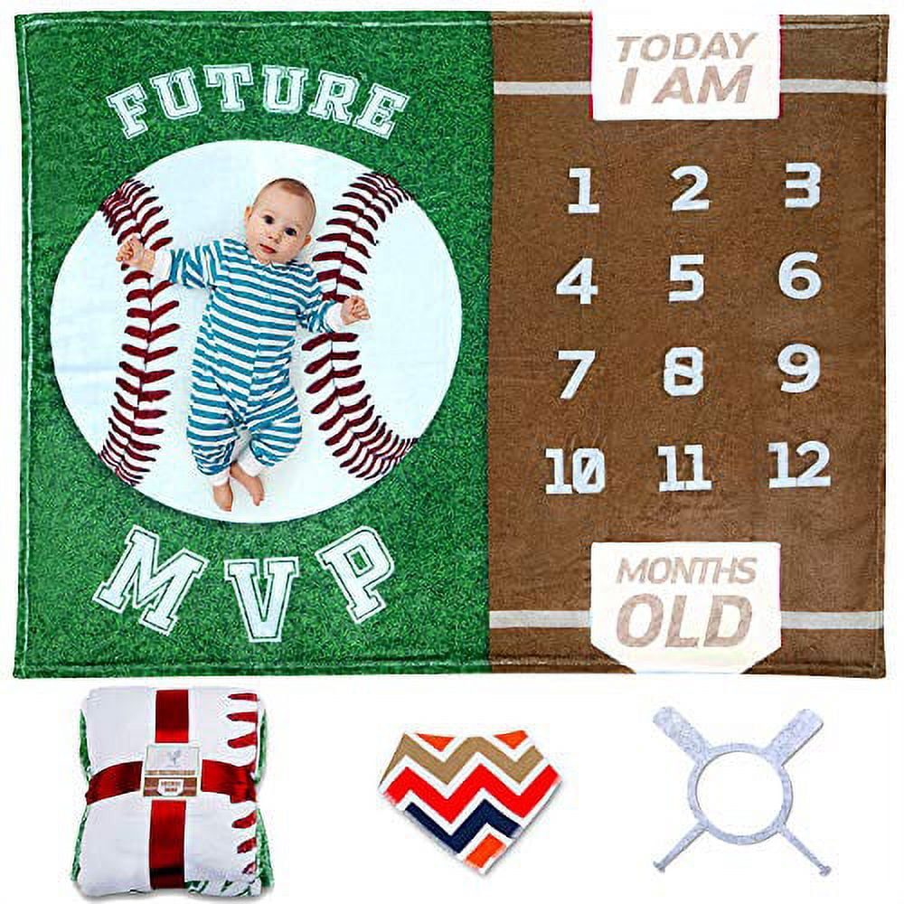 Jamie&Jayden Baby Girl Milestone Blanket Set - 60"x40" Photo Prop With Headband, Wreath & Frame