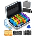 thumbnail image 1 of Monthly Pill Organizer 2 Times a Day, with Portable Hard Shell, Pill Cutter, 31-Day Box, Plastic Opening Pick, Monthly & Weekly Stickers, Convenient Medication Management, 1 of 8