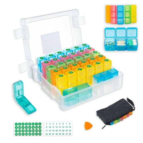 Monthly Pill Organizer 3 Times a Days, CTMAST Medicine Organizer Box with Portable Hard Shell and Pill Cutter, 31 Day Pill Box with Monthly and Weekly Sticker