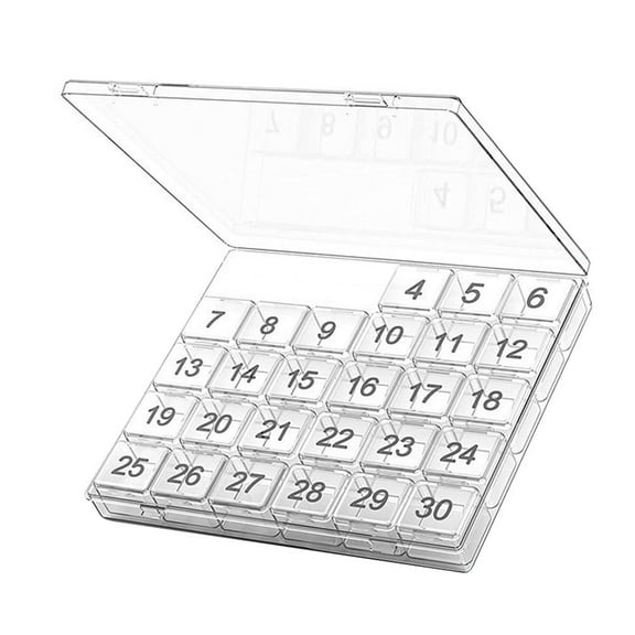 Monthly Pill Organizer 30 Day Pill Box Storage Box,White,1Pcs