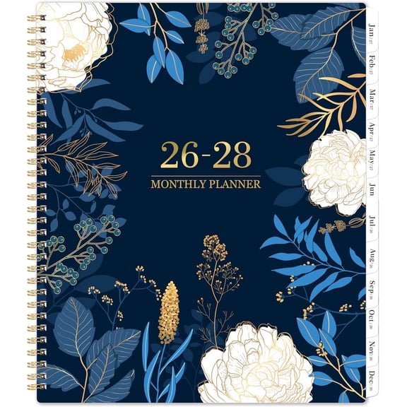 Monthly Planner - 2 Year Monthly Planner/Calendar, 11" x 9", 24 Monthly Planner with Tabs,Twin-Wire Binding, Holidays, Back Pocket, Note Pages