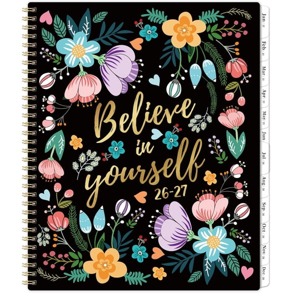 Monthly Planner 2026-2027, July 2026-December 2027, 8.5 x 11 Inches, 18-Month Calendar Planner with Back Pocket and Twin-Wire Binding, Floral