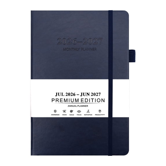 Monthly Planner - 2026 2027 Planner Jul 2026 to Jun 2027 - 12 Month Weekly Organizer - Academic Planner Notebook - 1 Piece - Navy Blue