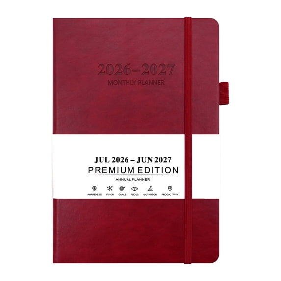 Monthly Planner - 2026 2027 Planner Jul 2026 to Jun 2027 - 12 Month Weekly Organizer - Academic Planner Notebook - 1 Piece - Red