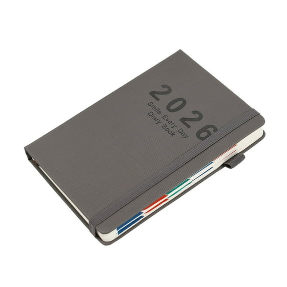 Monthly Planner,2026 English Calendar Notebook Vertical Patterned Strap Daily Planner Annual Calendar Notebook,Appointment Book 2025-2026 Book,2026 Weekly Appointment Book(Gray A5 9*6in)