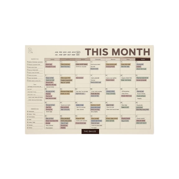 Monthly Planner Notepad, Reusable Adhesive Backing Wall & Fridge Calendar, 12 Tear-Away Minimalist Desk Organizer Sheets for Goal & Habit Tracking
