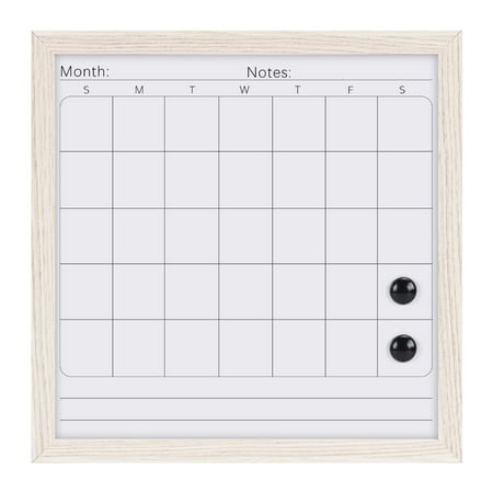 Monthly Planning Board with Rustic White Frame, Dry Erase Board Without Marker, Wall Calendar, 13"x13"
