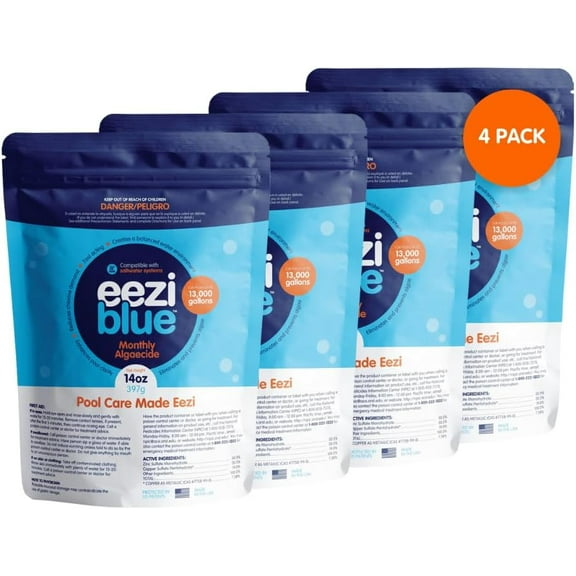 Monthly Pool Algaecide Bundle | Pool Booster for All Algae in above Ground and In-Ground Swimming Pools up to 52,000 Gallons, 14oz Pack of 4