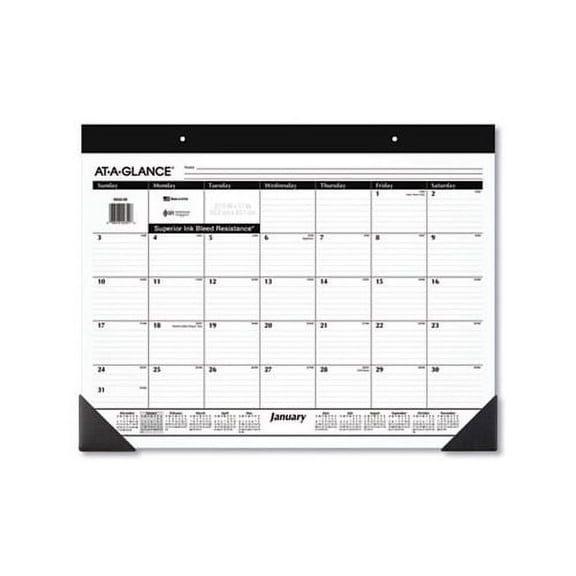 Monthly Refillable Desk Pad 22 x 17, White, 2022
