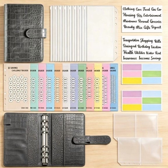 Monthly Savings Challenge Binder For Cash, 52 Week Envelope Money Saving Book With Budget Trackers For 6 Ring Binder, Save 5050 10000 Easy Way