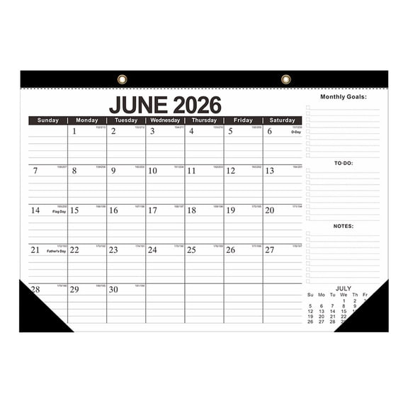 Monthly Wall Calendar, Calendar Planner, 2026-2027 Monthly Planner for Home Office, Workspace, Classroom & Family Scheduling - 19-Month English Version with Black Classic Design, 17" x 12"