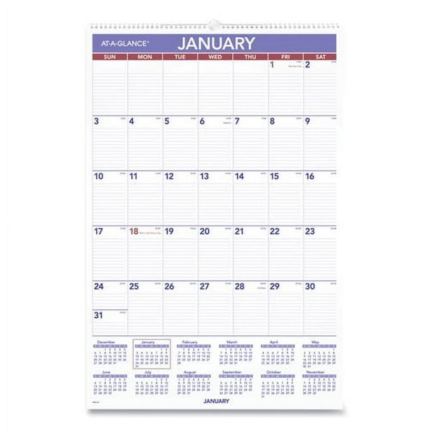 Monthly Wall Calendar with Ruled Daily Blocks, 20 x 30, White Sheets, 12-Month (Jan to Dec): 2024
